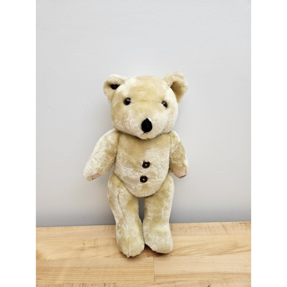 Vintage collectible Jointed Blonde Plush Teddy Bear Stuffed Animal - Picture 3 of 6